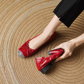 【预售5天】法式气质蝴蝶结玛丽珍单鞋2025新款平跟头层羊漆皮超软时尚休闲鞋LD&7271