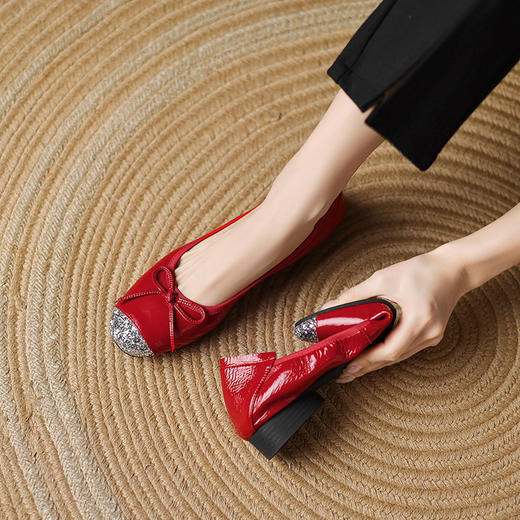 【预售5天】法式气质蝴蝶结玛丽珍单鞋2025新款平跟头层羊漆皮超软时尚休闲鞋LD&7271 商品图0