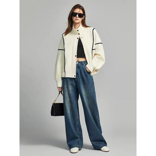 雀说 设计感黑白撞色拼接外套女春秋新款通勤风简约小众上衣5ZF-2103 商品图3