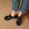 经典鲨女鞋2025年春季新款百搭黑色圆头系带中粗跟单鞋小皮鞋KC19-517011 商品缩略图2