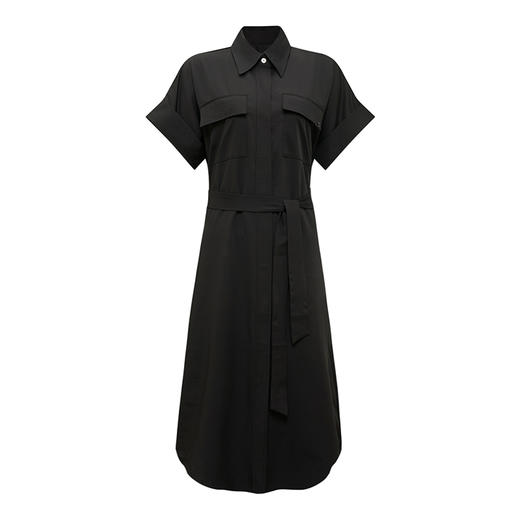 【2件9折】【Petit Bari】系带短袖衬衫连衣裙中长款H版型长裙衬衫裙 商品图1