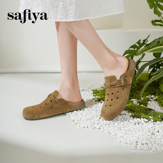 Safiya/索菲娅2025索菲娅咖啡庄园复古软底休闲外穿勃肯洞洞鞋SFD1110406 商品图3