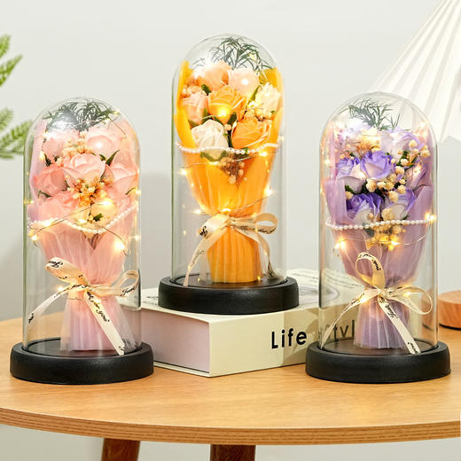 【幸福永恒，干花永生花束成品】三八节，独爱你。高级感干花束成品，满天星点缀香皂花，情人节送女友，静谧永生缭绕心间。 商品图3