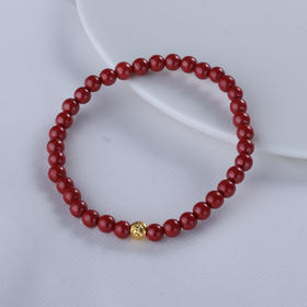 【宏艺珠宝】金砂瑞彩·足金朱砂手串