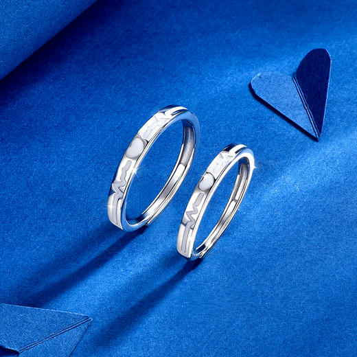 【夜光】卡蒂罗/KADER 心动频率情侣对戒 钟爱久久心跳同频心心相印可调节会发光素圈一对 恋爱频率 商品图10