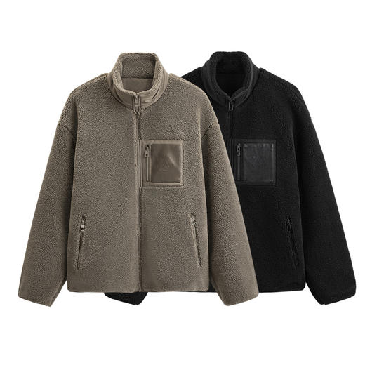 GXG男装 仿羊羔毛拼接口袋保暖立领夹克外套   冬季热卖 商品图4