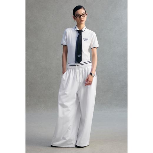 GOODBAI logo撞色印花收腰阔腿休闲卫裤 商品图0