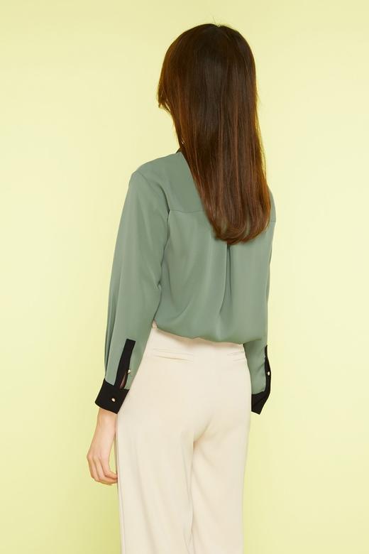 LNNNS 时尚黑白绿撞色衬衣 11481 商品图2