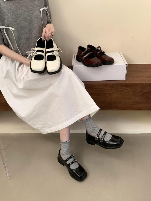 【GZ】无忧购韩版复古布洛克浅口玛丽珍小皮鞋X968-8（截单后7天发货) 商品图2