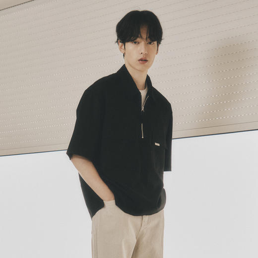 GXG男装 浅军绿阔形质感面料年轻时尚短袖衬衫    夏季热卖 商品图2