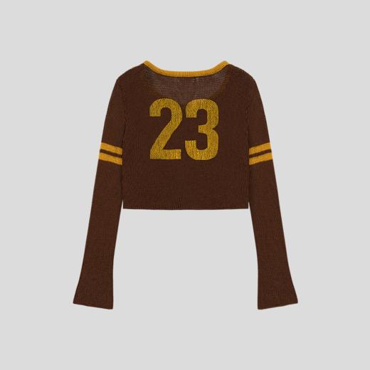 GOODBAI 23编号撞色提花大圆领紧身针织开衫 商品图4