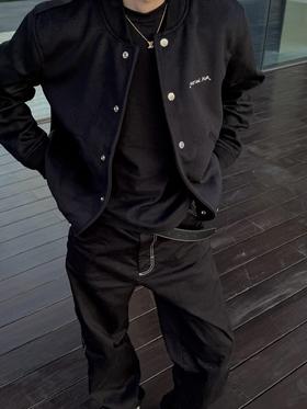 D家 24fw麂皮翻毛皮毛呢棒球服夹克外套