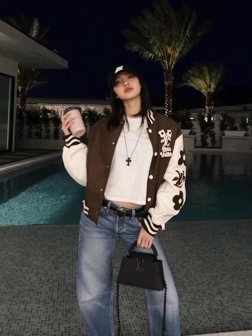 驴家 24fw Tyler秀款手臂老花卡其色棒球服棉服夹克 商品图4