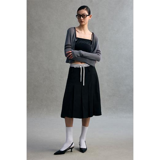 GOODBAI 23编号撞色提花大圆领紧身针织开衫 商品图0