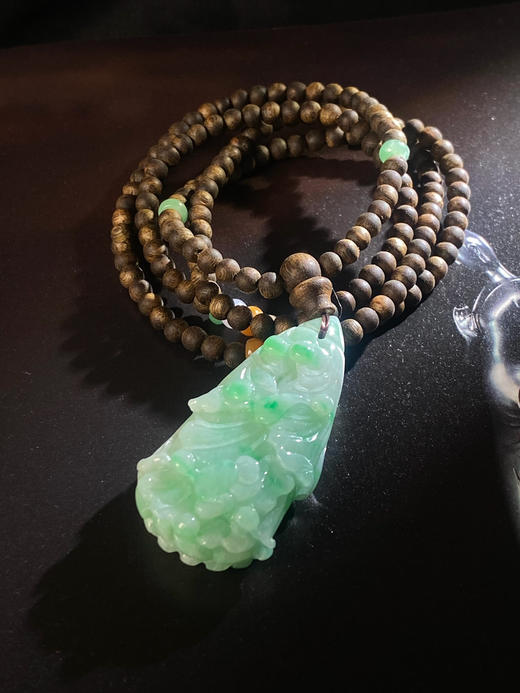 XY0036原创沉香+翡翠白菜套链 商品图5