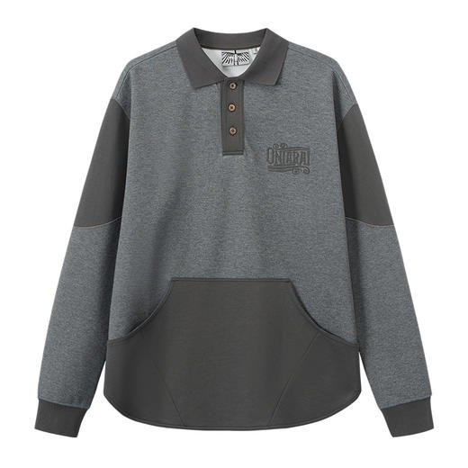 ONIARAI/鬼洗 石器时代自然环境长袖拼接宽松马球衫 A240011 商品图6