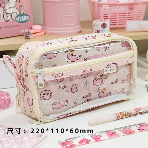 【开学季！透明大容量笔袋】韩国女ins风高颜值diy文具盒小学生铅笔盒男，可180°展开平摊 大开口拿取便捷。ry 商品图5