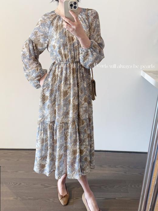 波光粼粼的海 优美漂亮的水彩笔触图案飘逸连衣裙 水彩蓝调 商品图3