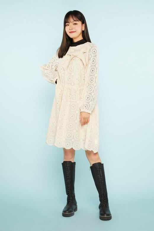 L.Fleuri 棉布刺绣蕾丝宽松连衣裙 11473 商品图0