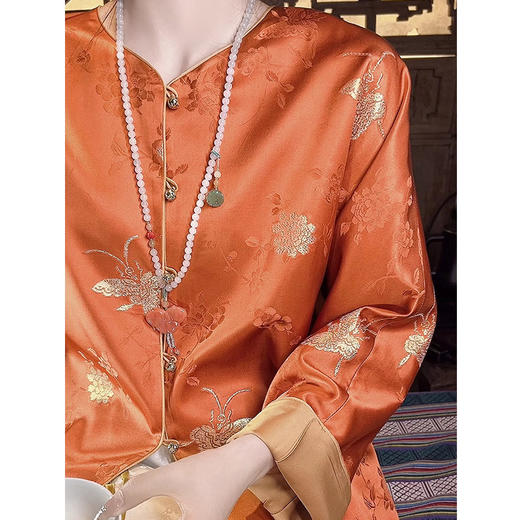 丁摩 【24姆米重磅真丝】100%桑蚕丝 金蝶恋花新中式真丝刺绣国风外套女F5101 商品图1