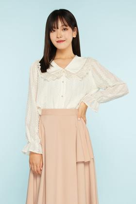 amadella 蕾丝花边领提花衬衣 11472