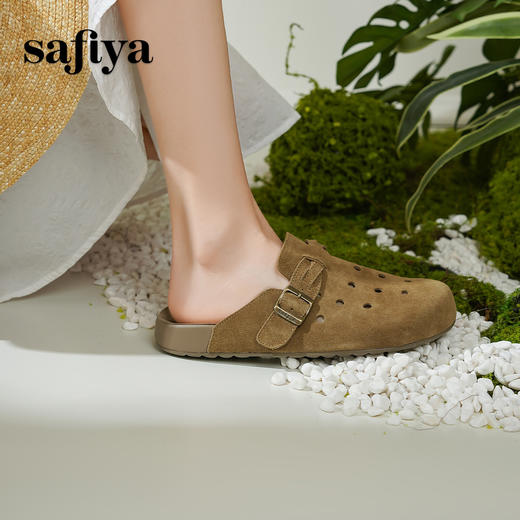 Safiya/索菲娅2025索菲娅咖啡庄园复古软底休闲外穿勃肯洞洞鞋SFD1110406 商品图4