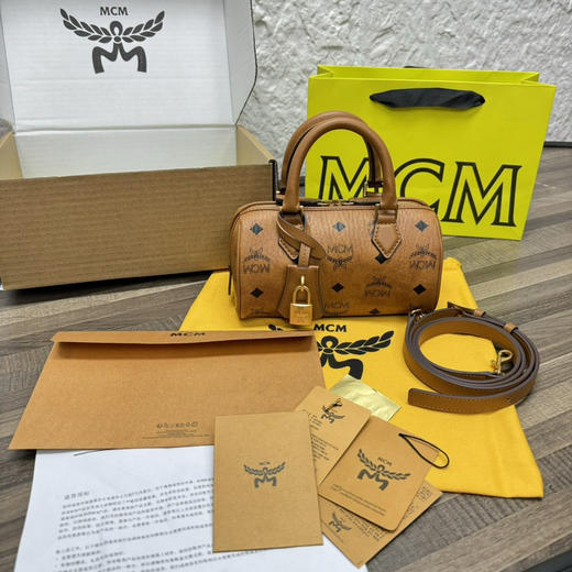 Mcm新款Mini#波士顿包 土黄色 商品图7