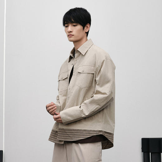 GXG男装 双色潮流假两件衬衫 2024年春季热卖衬衫GFX10301011 商品图2