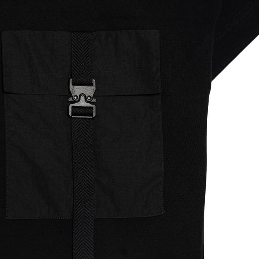 WZ39春夏新款纯色短袖飘绳口袋设计日常休闲宽松潮流百搭T恤 商品图3