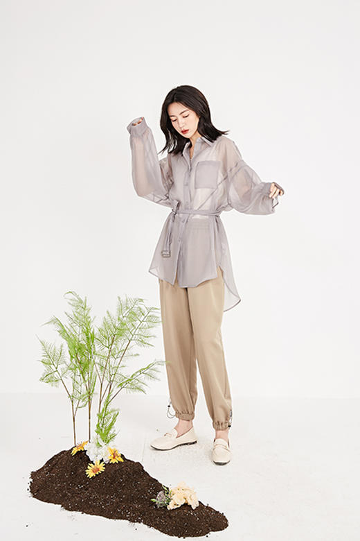 NUTS春季新品时尚气质修身优雅通勤百搭长袖衬衫女211013081 商品图7