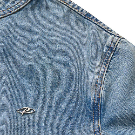 【2件9折】【Petit Bari】复古利落立领牛仔外套长袖浅蓝色宽松 商品图4