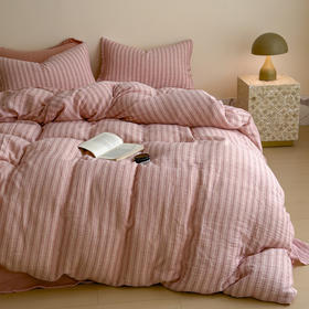 【出生婴幼儿可用】全棉色织提花有氧纱四件套 超柔软糯双层纱透气亲肤套件