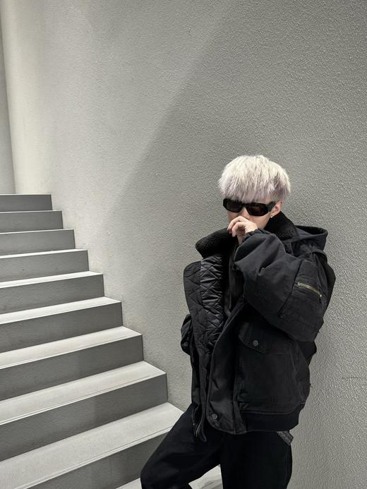 B家 重工糜烂水洗大破坏棉服bomber夹克外套 商品图5