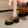 【预售5天】春秋季新款厚底粗跟单鞋魔术贴乐福鞋女鞋百搭英伦风增高小皮鞋ZMXY&ZM5126 商品缩略图4