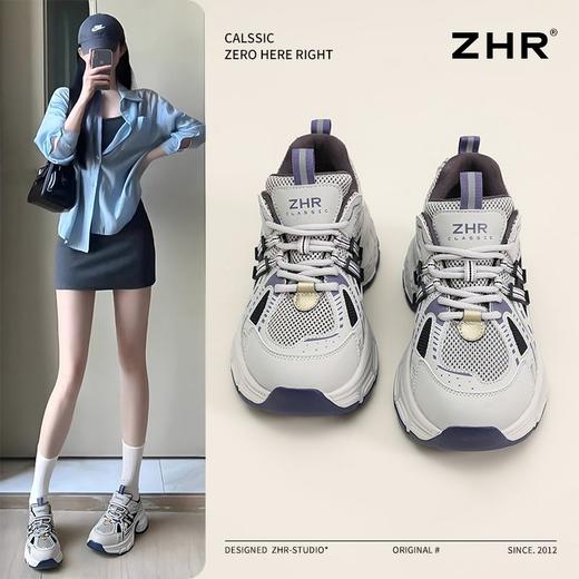 ZHR则则复古增高老爹鞋女春季新款柔软透气休闲鞋耐磨轻便运动鞋 商品图0