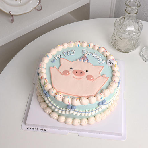 ins风 | 手绘猪猪裱花奶油蛋糕 商品图0