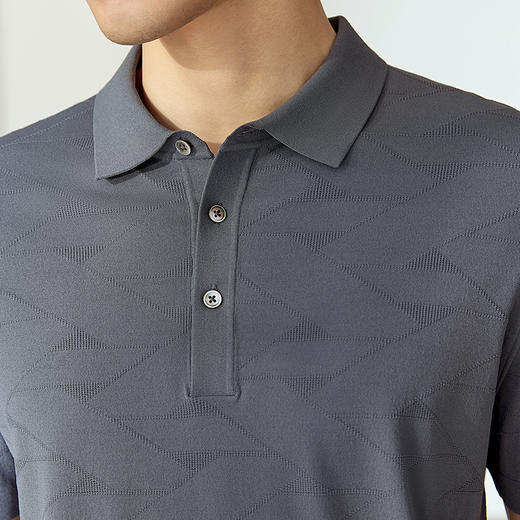【高端系列】柒牌男士短袖polo衫夏季新款几何提花伊力特弹力上衣128T71240 商品图2