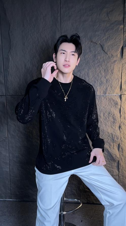 T2214秋冬季新款时尚个性纯色亮闪韩版圆领时尚设计感小众百搭上衣 商品图0