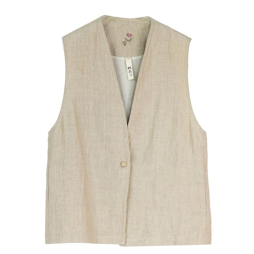 牧衣游原创 手工刺绣汉麻马夹女柔软舒适质朴百搭休闲马甲 归栀 商品图4