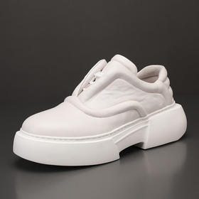 乐福鞋男真皮头层牛皮低帮小白鞋懒人鞋潮流透气增高厚底休闲板鞋