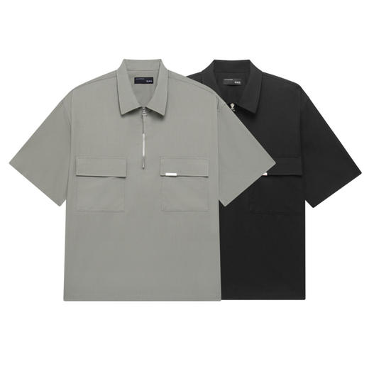 GXG男装 浅军绿阔形质感面料年轻时尚短袖衬衫    夏季热卖 商品图4