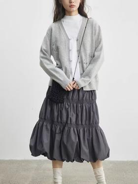步履不停/5A41135C/抽皱花苞半身裙