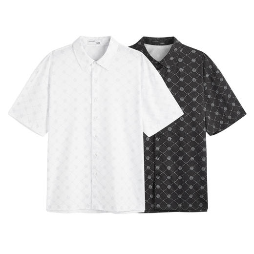 GXG男装 双色老花满印潮流短袖衬衫 秋季热卖衬衫 GEX12323783 商品图4