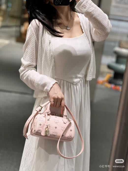 Mcm新款Mini#波士顿包 雾粉色 商品图4