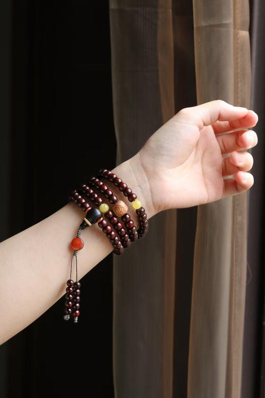 紫檀高油密老料【禾悦】6*8mm108颗 商品图1