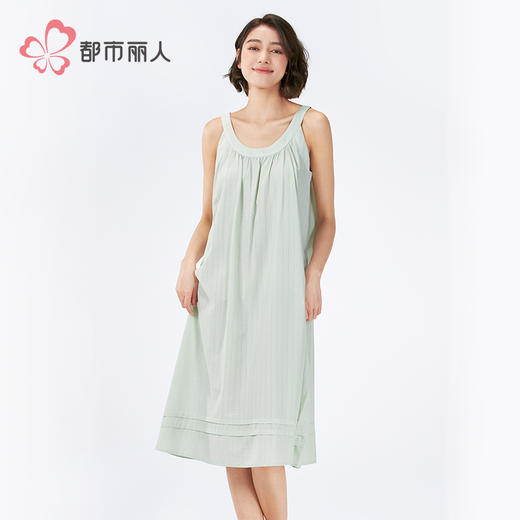 都市丽人女士梭织棉吊带裙薄梭织提花生活家居袖类LHH6C9 商品图1