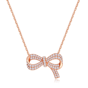 Veecans 蝴蝶结玫瑰金项链·镶嵌SW锆石  N3010-SR1W1