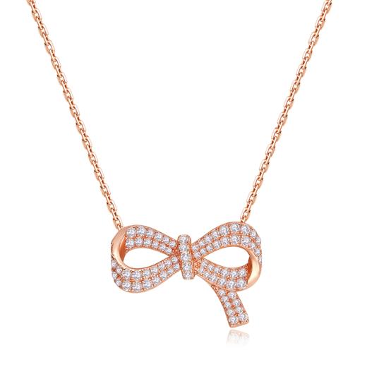Veecans 蝴蝶结玫瑰金项链·镶嵌SW锆石  N3010-SR1W1 商品图0