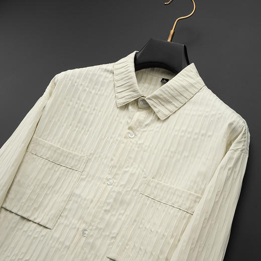 【新款DX】大依优型大码男装春秋薄款衬衫外套男式加肥加大码宽松休闲时尚翻领薄上衣 商品图6