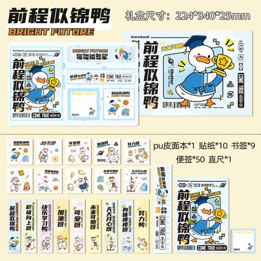 【开学季！手账本套装】小学生文具套装加油鸭卡通笔记本套装男孩学习用品开学季礼物。ry 商品图4
